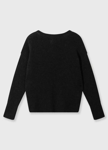 deep neck knit sweater | black