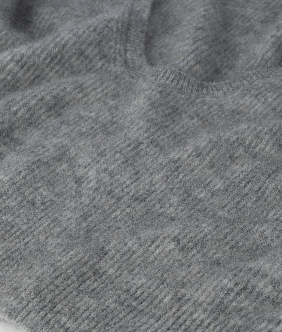 deep neck knit sweater | light grey melee