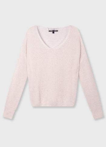 deep neck knit sweater | marshmallow