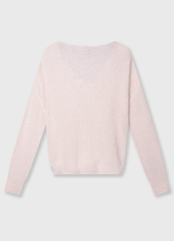 deep neck knit sweater | marshmallow