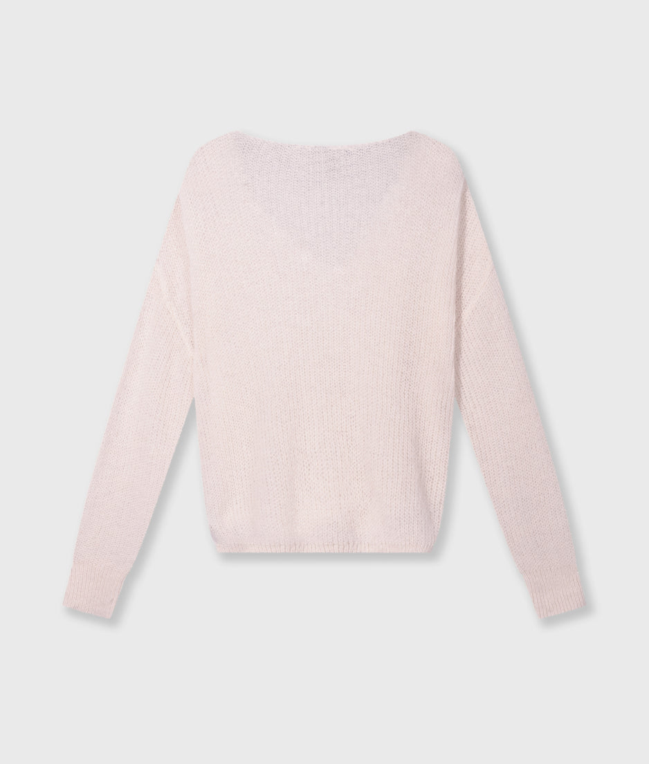 deep neck knit sweater | marshmallow