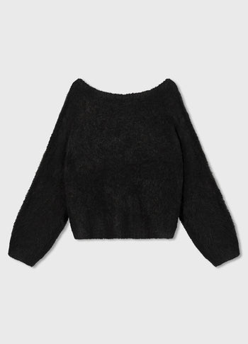 cropped v-neck sweater knit | black