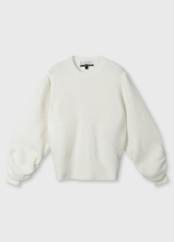 puffed sleeves knit sweater | ecru