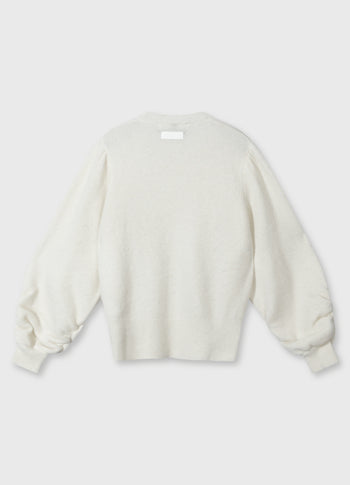 puffed sleeves knit sweater | ecru