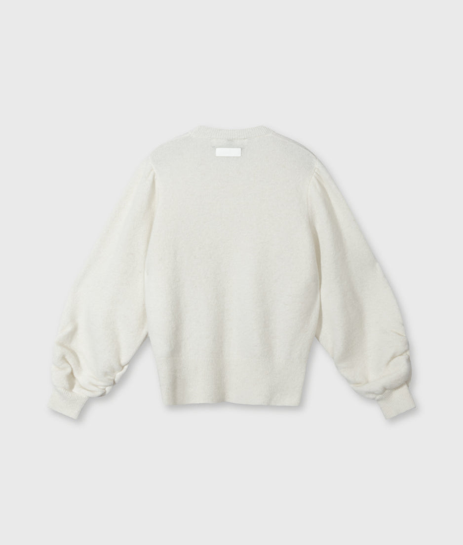 puffed sleeves knit sweater | ecru