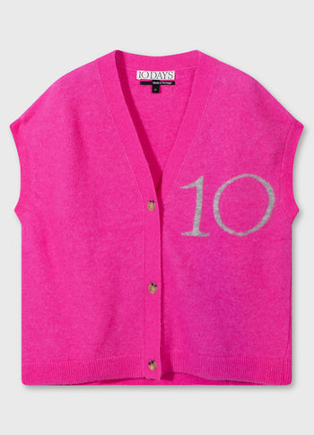 knit gilet | neon pink