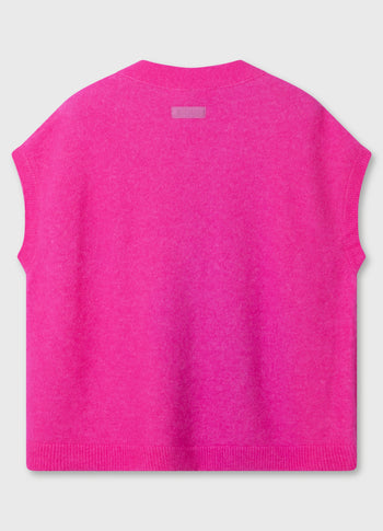 knit gilet | neon pink