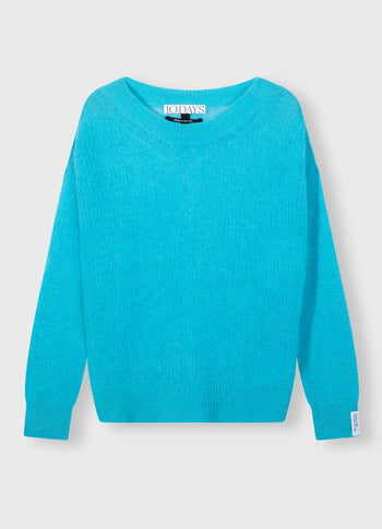 loose thin knit sweater | laguna blue