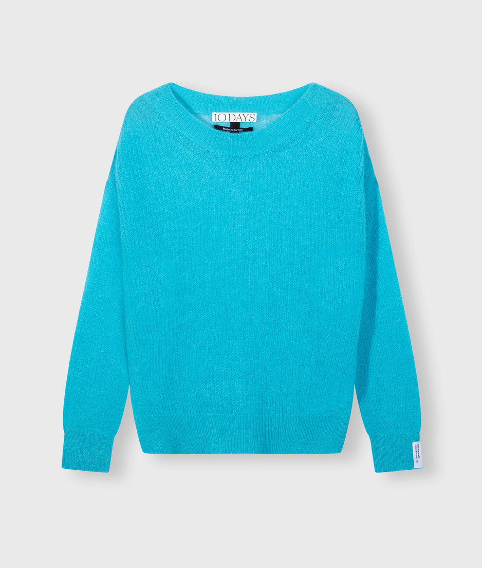 loose thin knit sweater | laguna blue