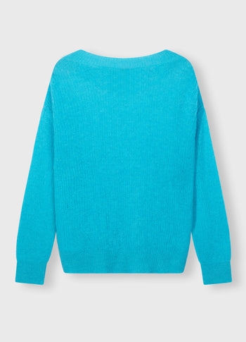 loose thin knit sweater | laguna blue