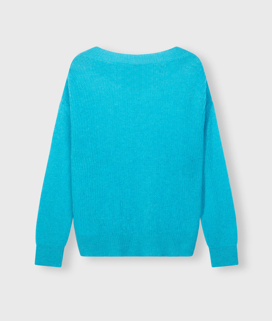 loose thin knit sweater | laguna blue