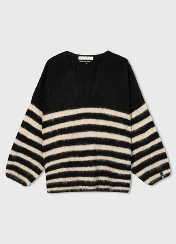 soft hairy sweater stripes | black/light latte