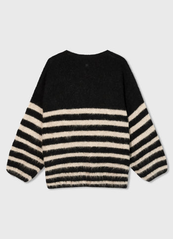 soft hairy sweater stripes | black/light latte