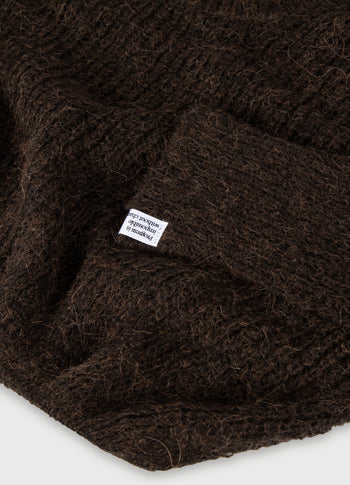 deep neck knit sweater | chocolate