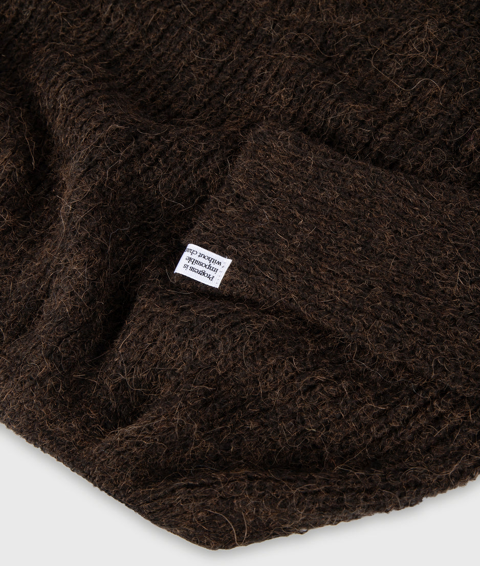 deep neck knit sweater | chocolate