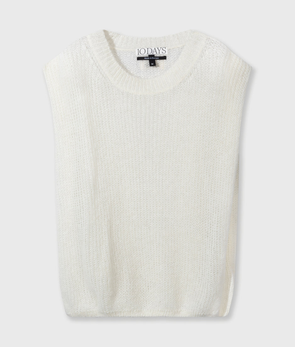 shortsleeve knit sweater | ecru