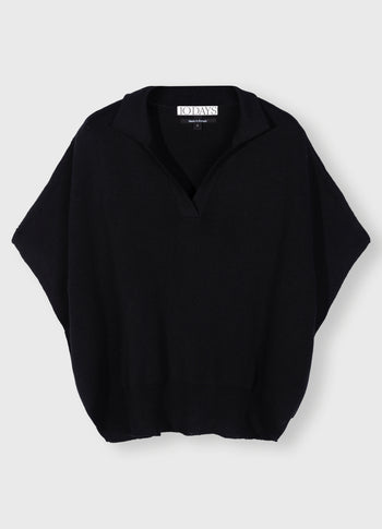 short sleeve knit sweater | black