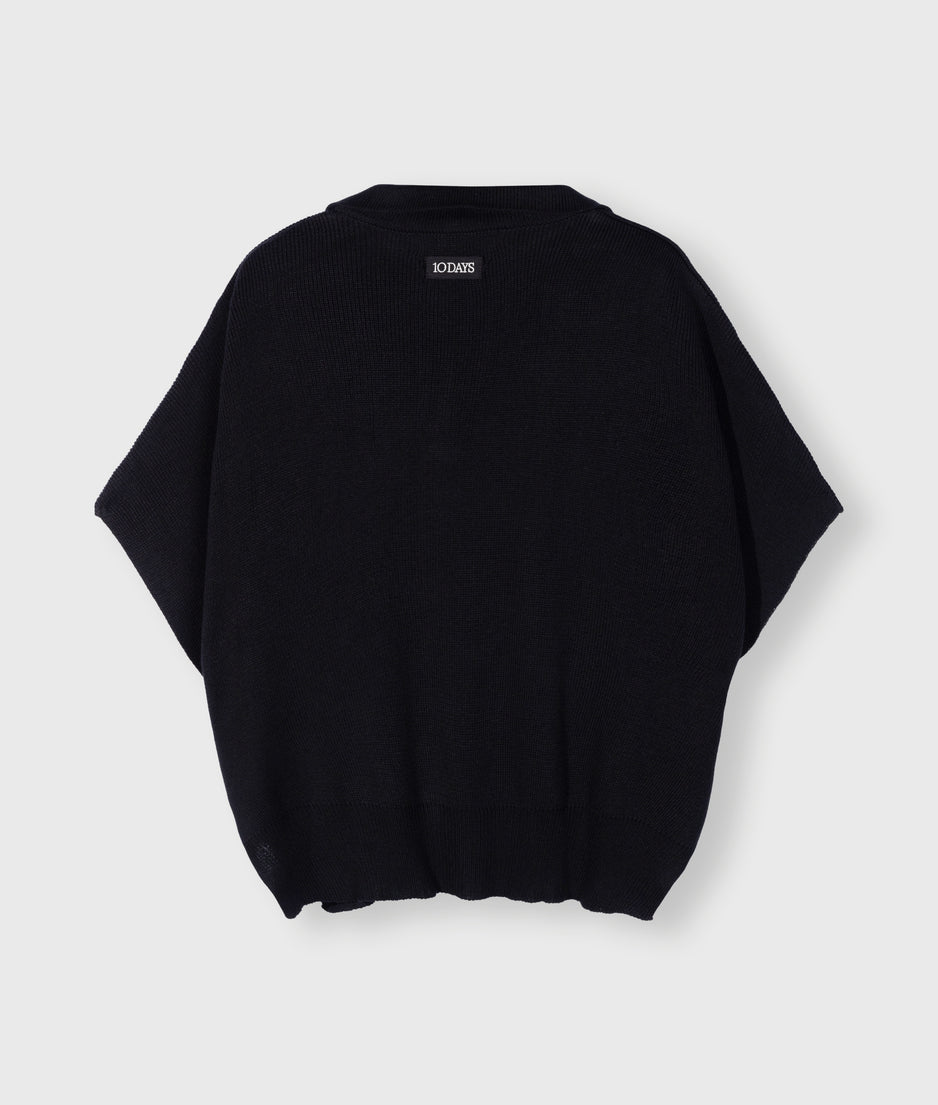 short sleeve knit sweater | black