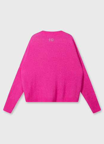 v-neck knit sweater | neon pink