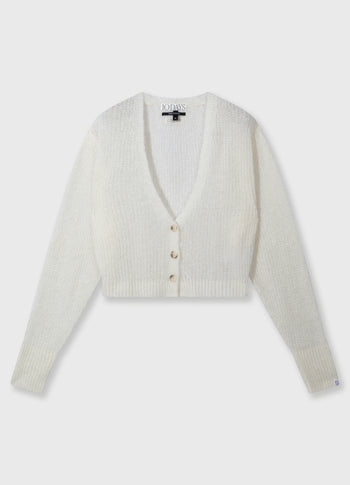 cropped knit cardigan | ecru