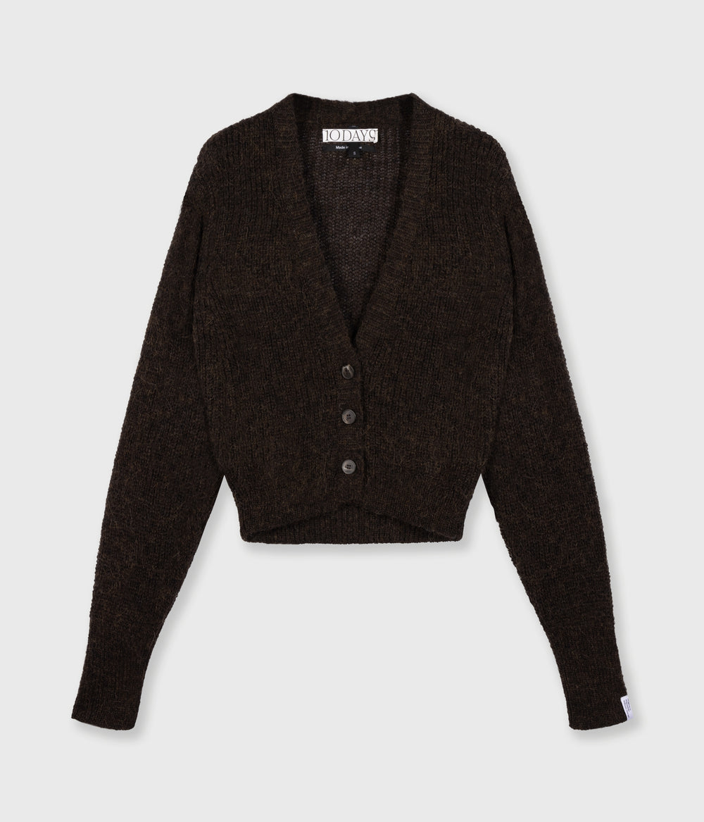 cropped knit cardigan | chocolate