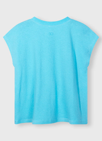 short sleeve tee linen | laguna blue