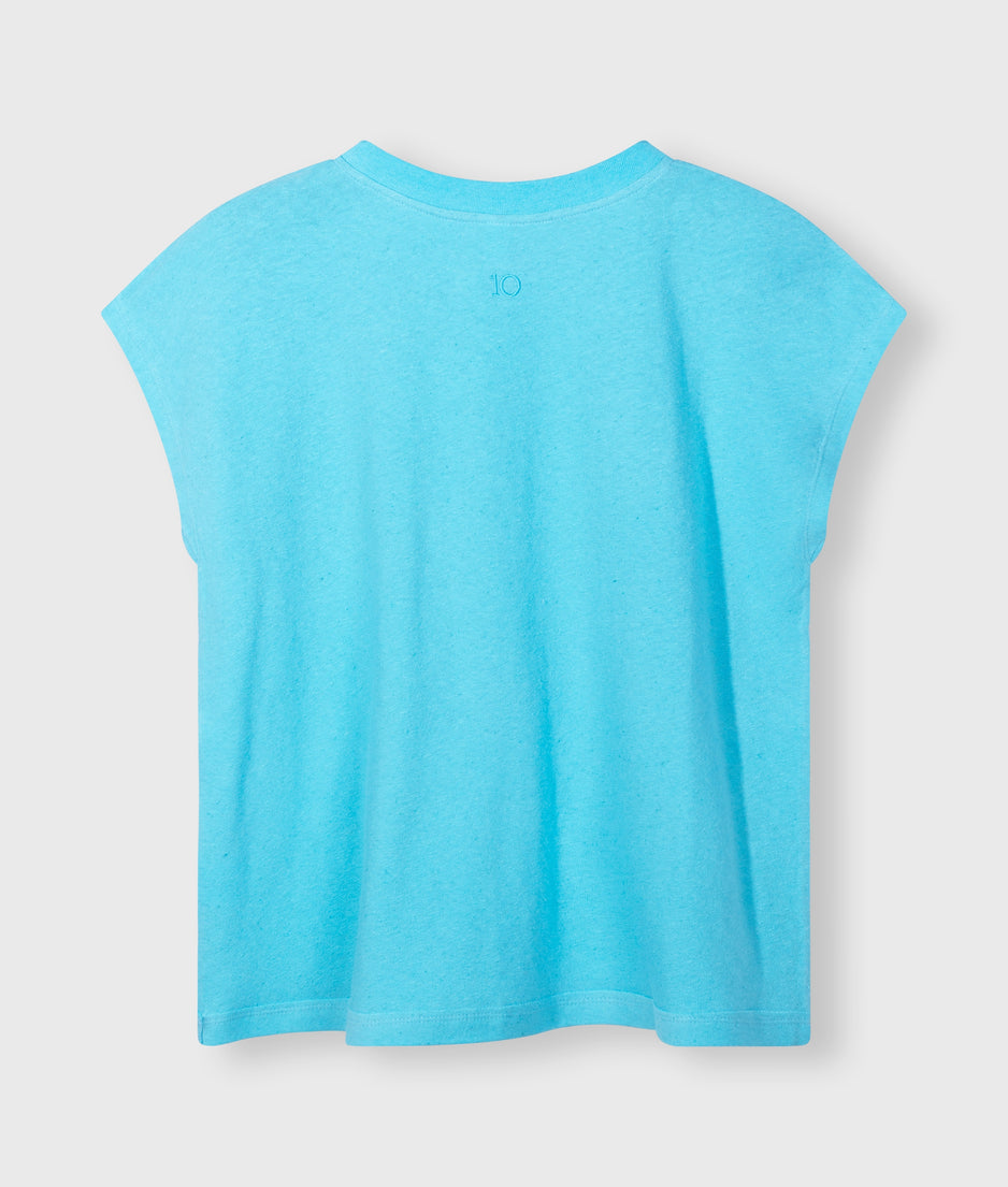 short sleeve tee linen | laguna blue