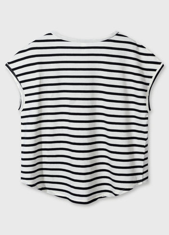 v-neck tee stripes | ecru/black