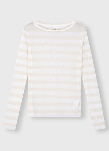 mesh tee stripe | ecru/natural