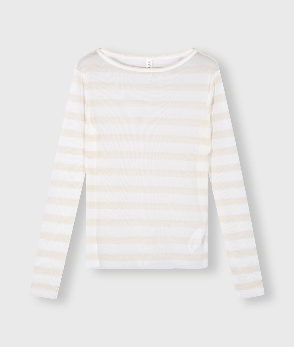 mesh tee stripe | ecru/natural