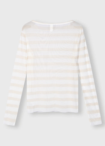 mesh tee stripe | ecru/natural