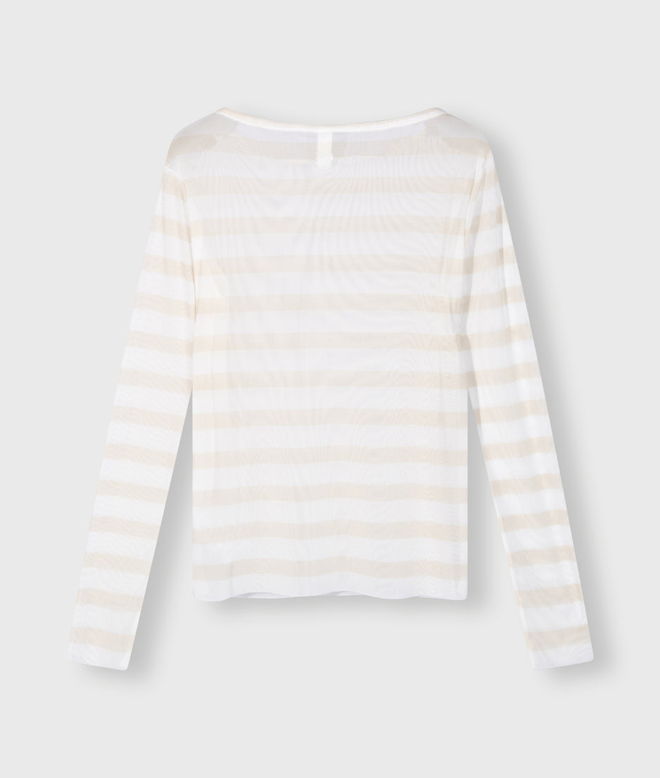 mesh tee stripe | ecru/natural