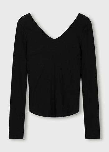 v-neck long sleeve ballet top | black