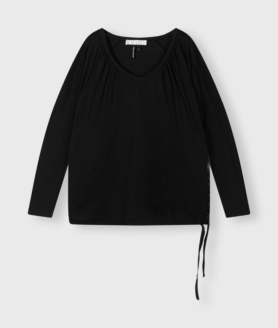 tie long sleeve tee | black