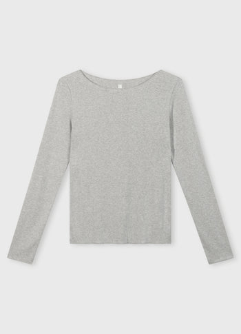 boatneck longsleeve tee | light grey melee