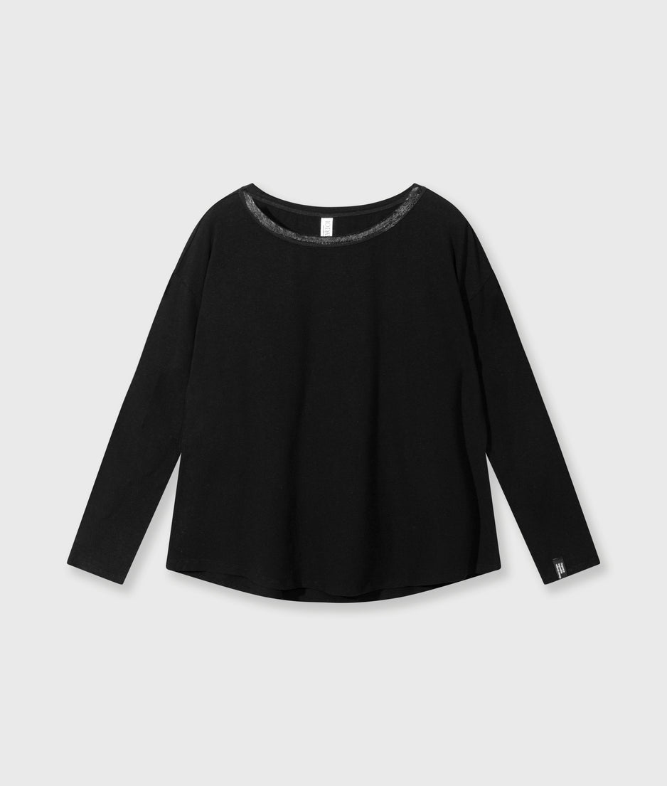 long sleeve tee linen | black