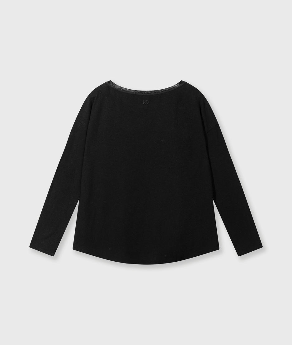 long sleeve tee linen | black