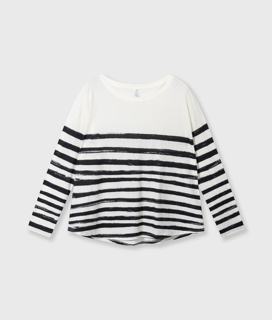 long sleeve tee painted stripes | ecru