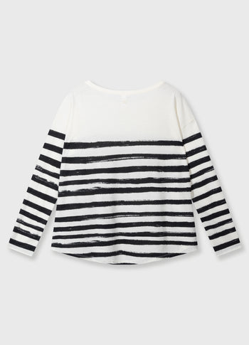 long sleeve tee painted stripes | ecru