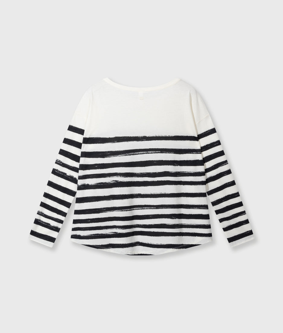 long sleeve tee painted stripes | ecru