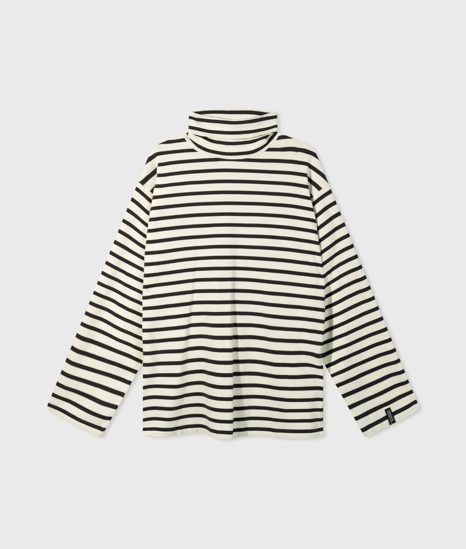 longsleeve coll tee stripes | light natural/grey raven