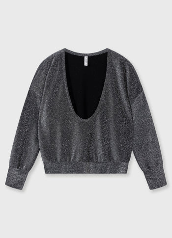 deep neck sweater glitter | black