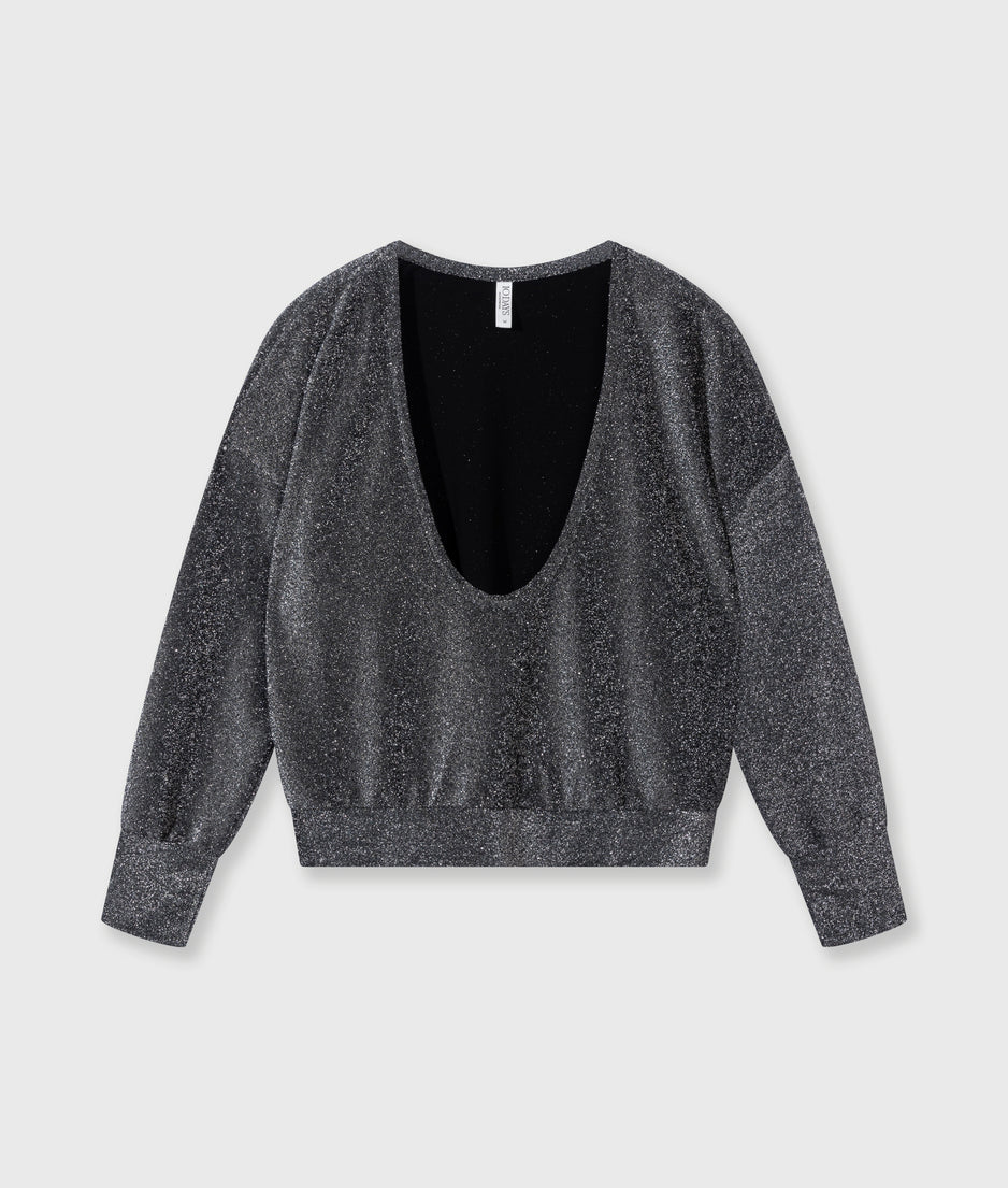 deep neck sweater glitter | black