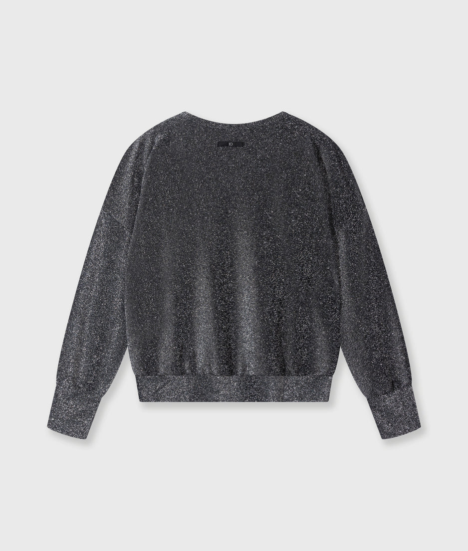 deep neck sweater glitter | black