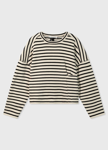 sweater smock stripes | light natural/black