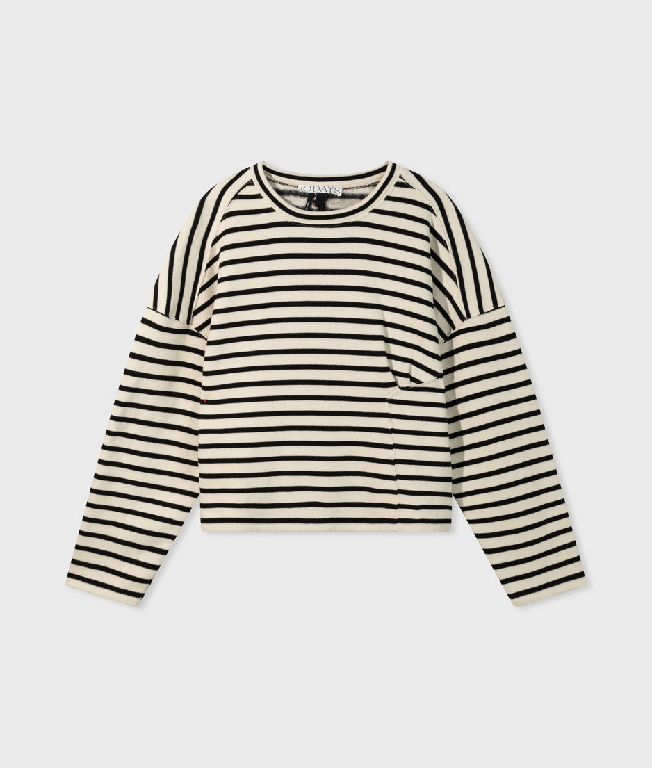 sweater smock stripes | light natural/black