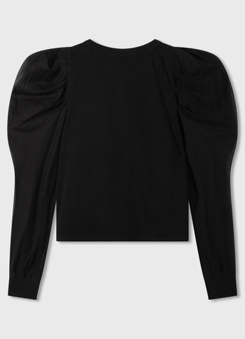 soft sweater puff sleeve | black