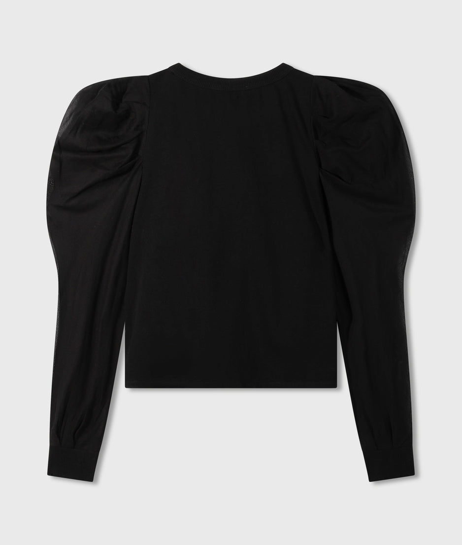 soft sweater puff sleeve | black