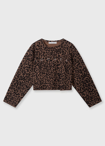 cropped sweater leopard | dark fudge