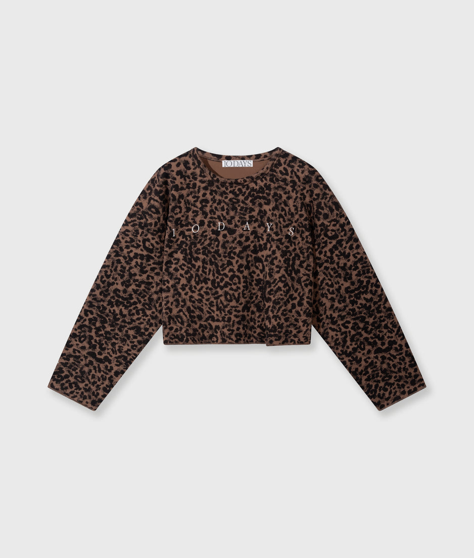 cropped sweater leopard | dark fudge